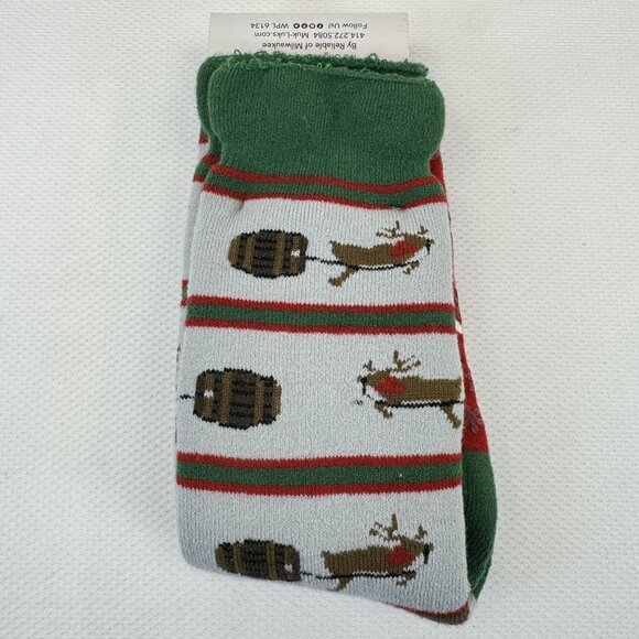 Muk Luks Mens Thermal Crew Socks Beer Run Brushed Lining Non-Slip Holiday 9-12 - Picture 2 of 6